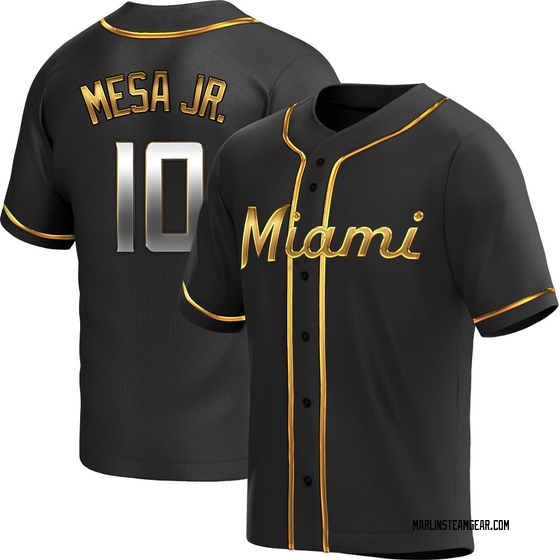 Men's Miami Marlins Victor Mesa Jr. Black Golden Alternate Jersey - Replica