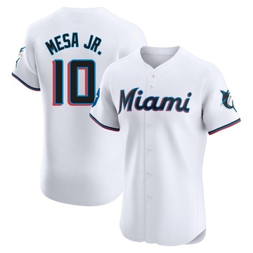 Men's Miami Marlins Victor Mesa Jr. White Home Patch Jersey - Elite