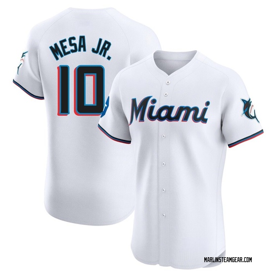 Men's Miami Marlins Victor Mesa Jr. White Home Patch Jersey - Elite