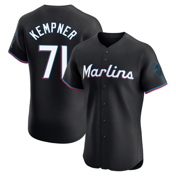 Men's Miami Marlins William Kempner Black Alternate Vapor Premier Jersey - Elite