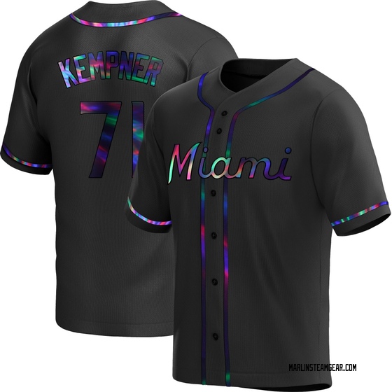 Men's Miami Marlins William Kempner Black Holographic Alternate Jersey - Replica