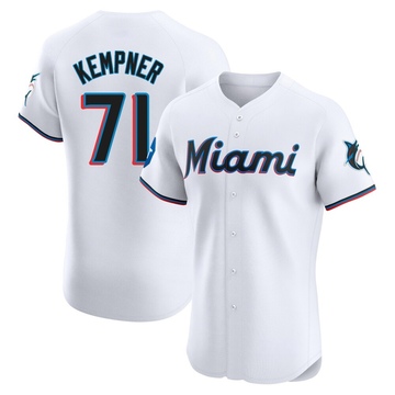 Men's Miami Marlins William Kempner White Home Patch Jersey - Elite