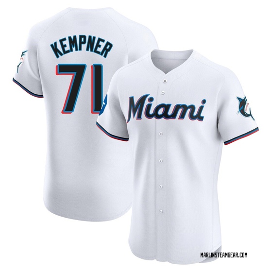 Men's Miami Marlins William Kempner White Home Patch Jersey - Elite