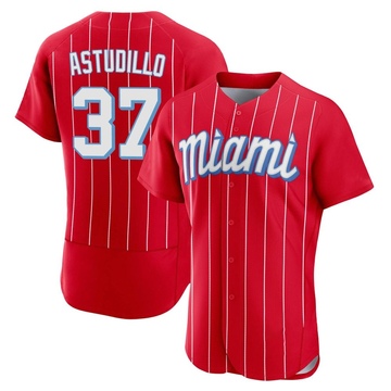 Men's Miami Marlins Willians Astudillo Red 2021 City Connect Jersey - Authentic