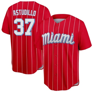 Men's Miami Marlins Willians Astudillo Red 2021 City Connect Jersey - Replica