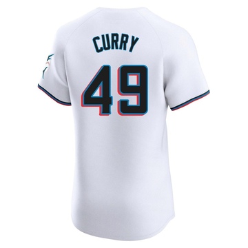 Men's Miami Marlins Xzavion Curry White Home Jersey - Elite
