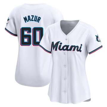 Women's Miami Marlins Adam Mazur White Home Jersey - Limited