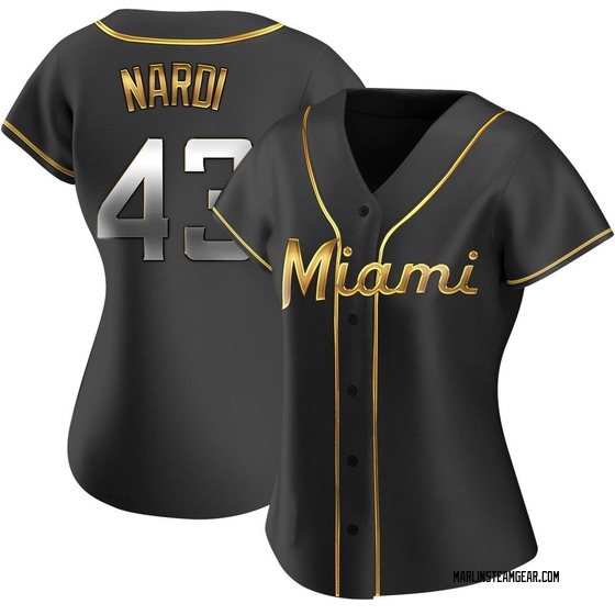 Women's Miami Marlins Andrew Nardi Black Golden Alternate Jersey - Replica