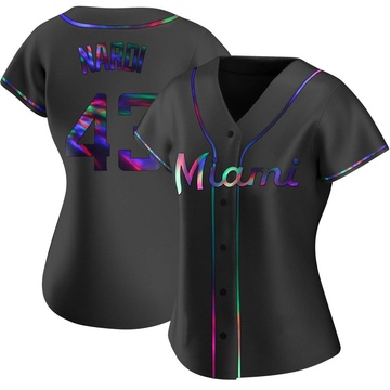 Women's Miami Marlins Andrew Nardi Black Holographic Alternate Jersey - Replica