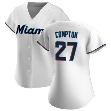 Women's Miami Marlins Brandon Compton White Home Jersey - Authentic