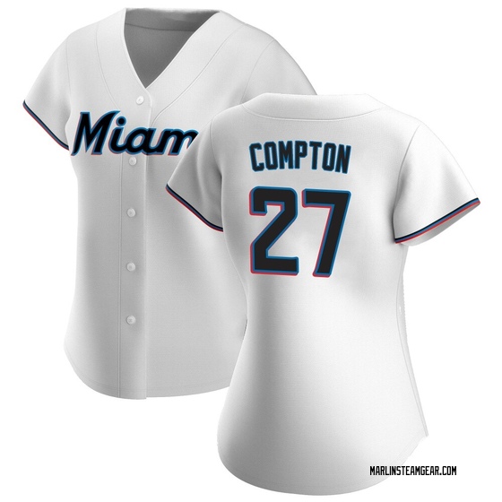 Women's Miami Marlins Brandon Compton White Home Jersey - Authentic
