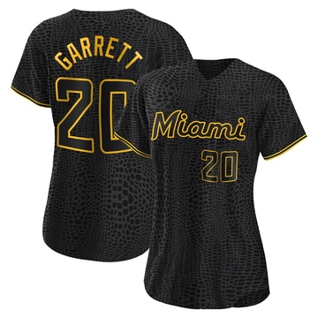 Women's Miami Marlins Braxton Garrett Black Snake Skin City Jersey - Replica