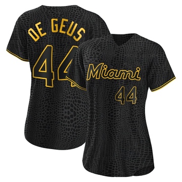 Women's Miami Marlins Brett de Geus Black Snake Skin City Jersey - Replica