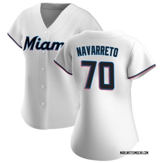 Women's Miami Marlins Brian Navarreto White Home Jersey - Authentic
