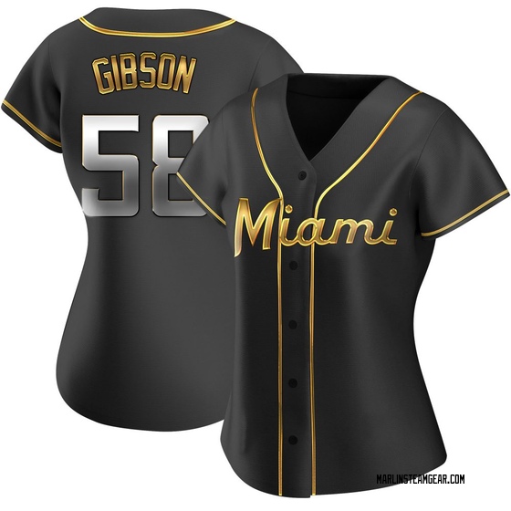 Women's Miami Marlins Cade Gibson Black Golden Alternate Jersey - Replica