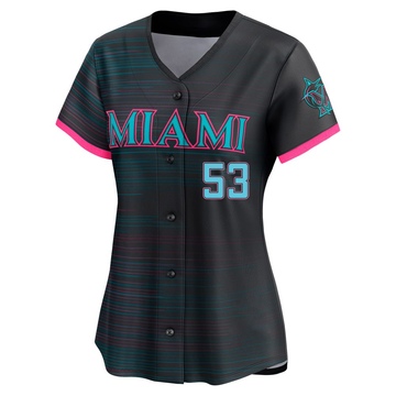 Women's Miami Marlins Calvin Faucher Black 2025 City Connect Jersey - Limited