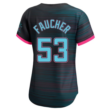 Women's Miami Marlins Calvin Faucher Black 2025 City Connect Jersey - Limited