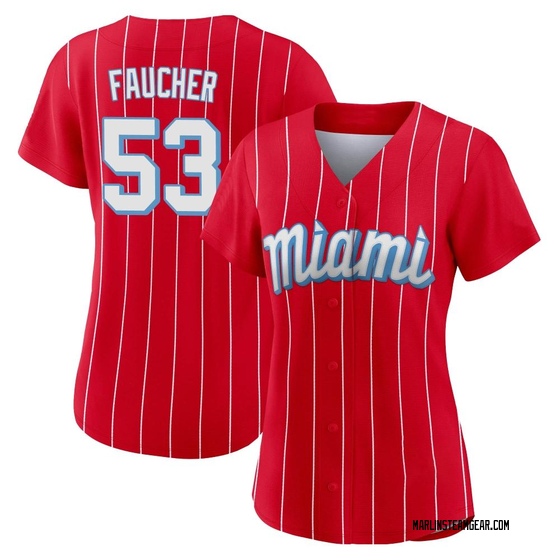 Women's Miami Marlins Calvin Faucher Red 2021 City Connect Jersey - Authentic