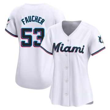 Women's Miami Marlins Calvin Faucher White Home Jersey - Limited