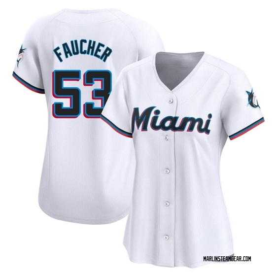 Women's Miami Marlins Calvin Faucher White Home Jersey - Limited