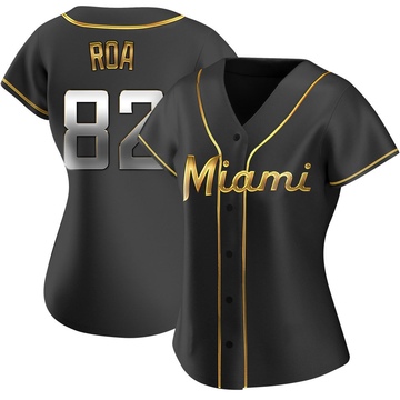 Women's Miami Marlins Christian Roa Black Golden Alternate Jersey - Replica