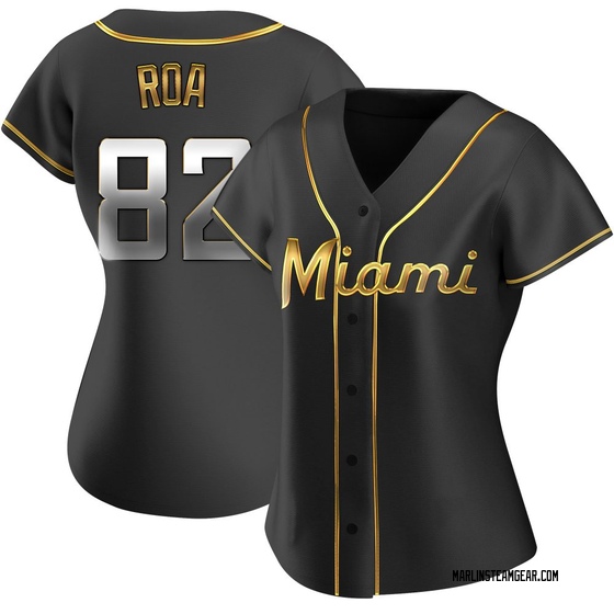 Women's Miami Marlins Christian Roa Black Golden Alternate Jersey - Replica