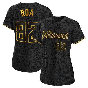 Women's Miami Marlins Christian Roa Black Snake Skin City Jersey - Replica