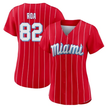 Women's Miami Marlins Christian Roa Red 2021 City Connect Jersey - Replica