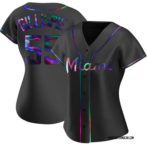 Women's Miami Marlins Connor Gillispie Black Holographic Alternate Jersey - Replica