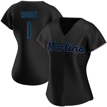 Women's Miami Marlins Connor Norby Black Alternate Jersey - Authentic