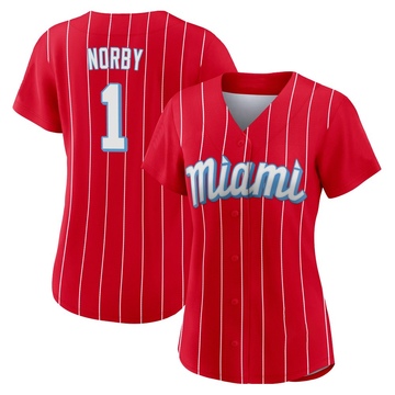 Women's Miami Marlins Connor Norby Red 2021 City Connect Jersey - Authentic