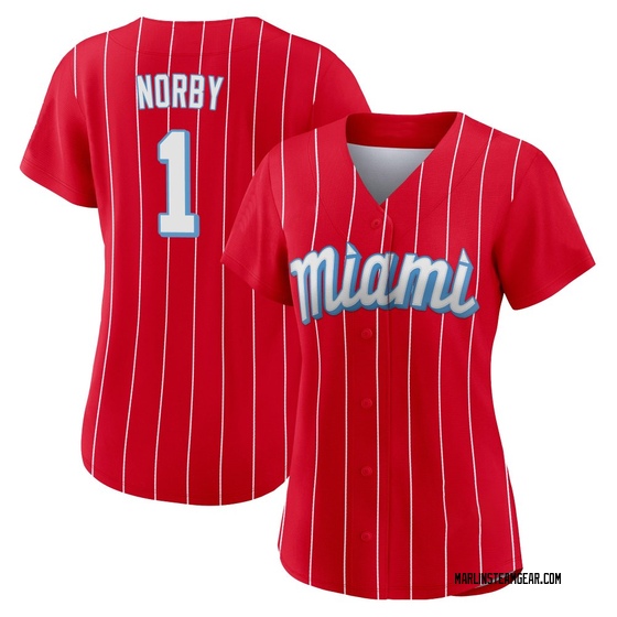 Women's Miami Marlins Connor Norby Red 2021 City Connect Jersey - Authentic
