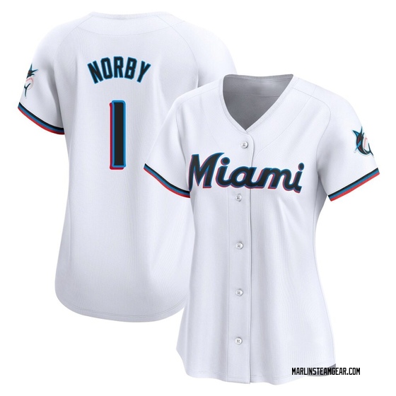 Women's Miami Marlins Connor Norby White Home Jersey - Limited