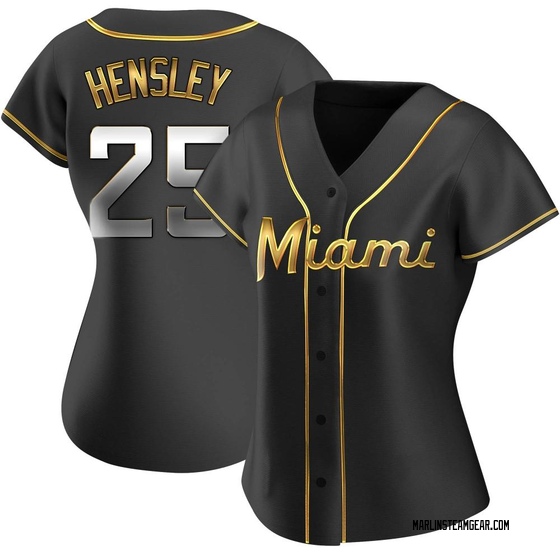 Women's Miami Marlins David Hensley Black Golden Alternate Jersey - Replica