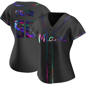 Women's Miami Marlins Dax Fulton Black Holographic Alternate Jersey - Replica