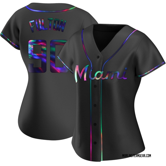 Women's Miami Marlins Dax Fulton Black Holographic Alternate Jersey - Replica