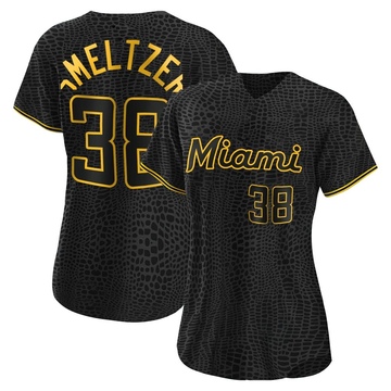 Women's Miami Marlins Devin Smeltzer Black Snake Skin City Jersey - Replica