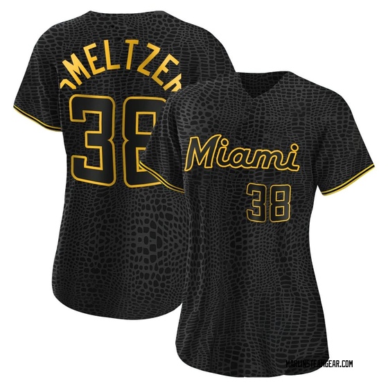 Women's Miami Marlins Devin Smeltzer Black Snake Skin City Jersey - Replica
