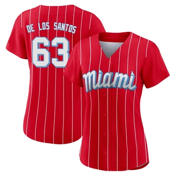 Women's Miami Marlins Deyvison De Los Santos Red 2021 City Connect Jersey - Replica