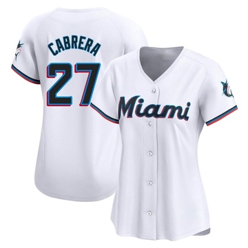 Women's Miami Marlins Edward Cabrera White Home Jersey - Limited