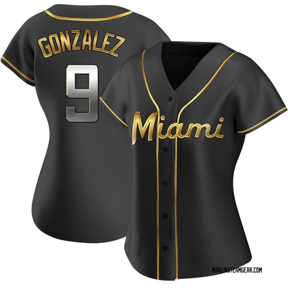 Women's Miami Marlins Erik Gonzalez Black Golden Alternate Jersey - Replica