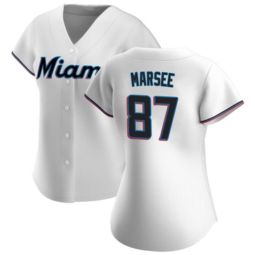 Women's Miami Marlins Jakob Marsee White Home Jersey - Replica