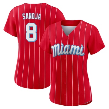 Women's Miami Marlins Javier Sanoja Red 2021 City Connect Jersey - Authentic