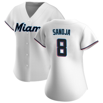 Women's Miami Marlins Javier Sanoja White Home Jersey - Replica