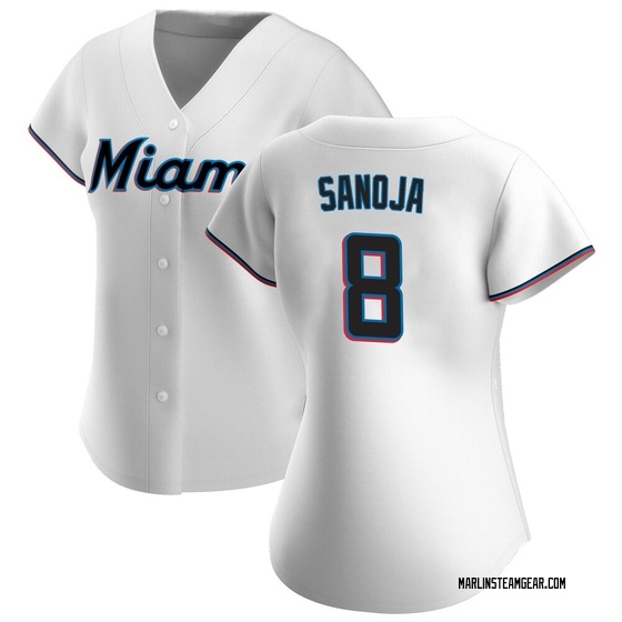 Women's Miami Marlins Javier Sanoja White Home Jersey - Replica