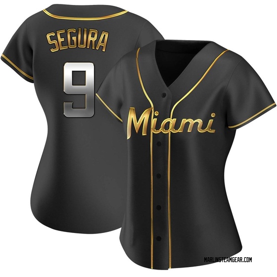 Women's Miami Marlins Jean Segura Black Golden Alternate Jersey - Replica