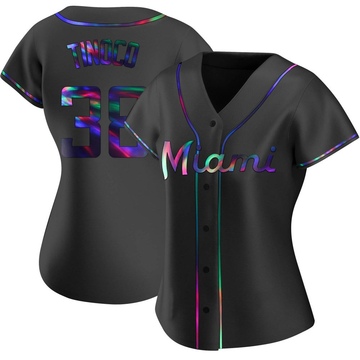 Women's Miami Marlins Jesus Tinoco Black Holographic Alternate Jersey - Replica
