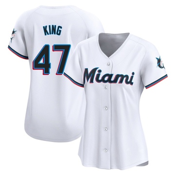 Women's Miami Marlins John King White Home Jersey - Limited