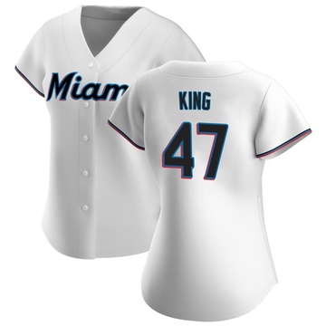 Women's Miami Marlins John King White Home Jersey - Replica