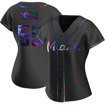 Women's Miami Marlins Joshua White Black Holographic Alternate Jersey - Replica